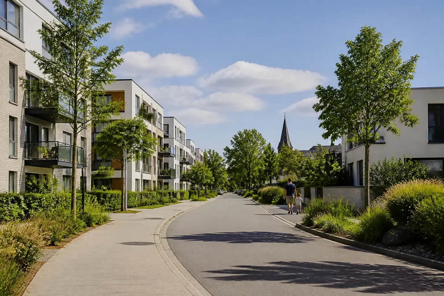 Ruhige Vorstadtszene in Garching bei München.